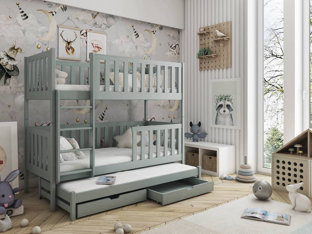 Twin over full bunk sales bed with trundle and storage
