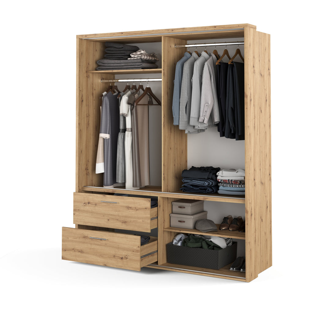 Sliding door wardrobe shop with drawers inside