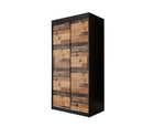 Tilburg Sliding Door Wardrobe 100cm [Dark Oak & Black] - White Background