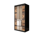Tilburg I Sliding Door Wardrobe 100cm [Dark Oak & Black] - White Background