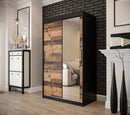 Tilburg II Sliding Door Wardrobe 120cm [Dark Oak & Black] - Lifestyle Image 