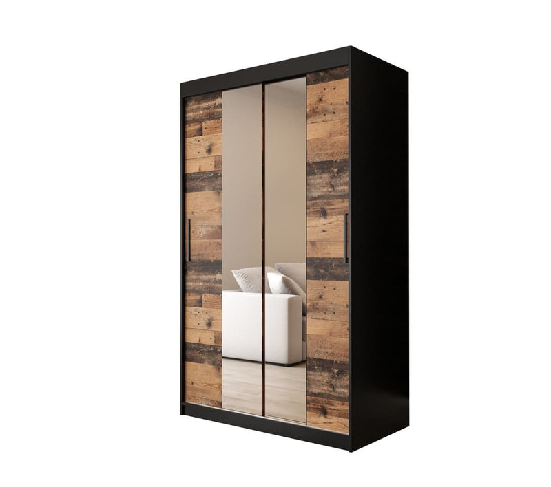 Tilburg I Sliding Door Wardrobe 120cm [Dark Oak & Black] - White Background