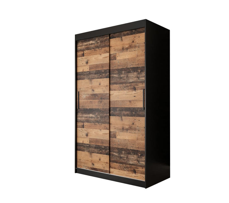 Tilburg Sliding Door Wardrobe 120cm [Dark Oak & Black] - White Background