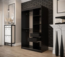 Tilburg II Sliding Door Wardrobe 120cm [Dark Oak & Black] - Optional Drawers [Purchased Separately]