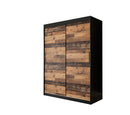 Tilburg Sliding Door Wardrobe 150cm [Dark Oak & Black] - White Background