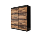 Tilburg Sliding Door Wardrobe 180cm [Dark Oak & Black] - White Background