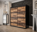 Tilburg Sliding Door Wardrobe 180cm [Dark Oak & Black] - Lifestyle Image 