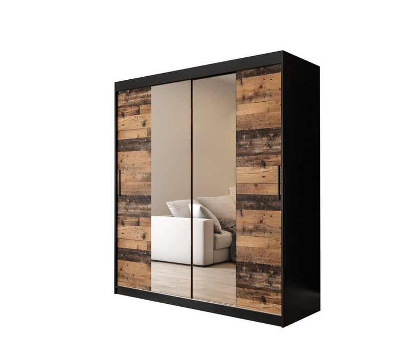 Tilburg I Sliding Door Wardrobe 180cm [Dark Oak & Black] - White Background