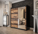 Tilburg II Sliding Door Wardrobe 180cm [Dark Oak & Black] - Lifestyle Image 