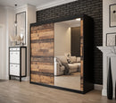 Tilburg II Sliding Door Wardrobe 200cm [Dark Oak & Black] - Lifestyle Image 