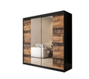 Tilburg I Sliding Door Wardrobe 200cm [Dark Oak & Black] - White Background