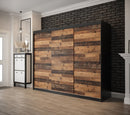 Tilburg Sliding Door Wardrobe 250cm [Dark Oak & Black] - Lifestyle Image 
