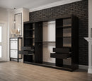  Tilburg Sliding Door Wardrobe 250cm [Dark Oak & Black] - Optional Drawers [Purchased Separately]