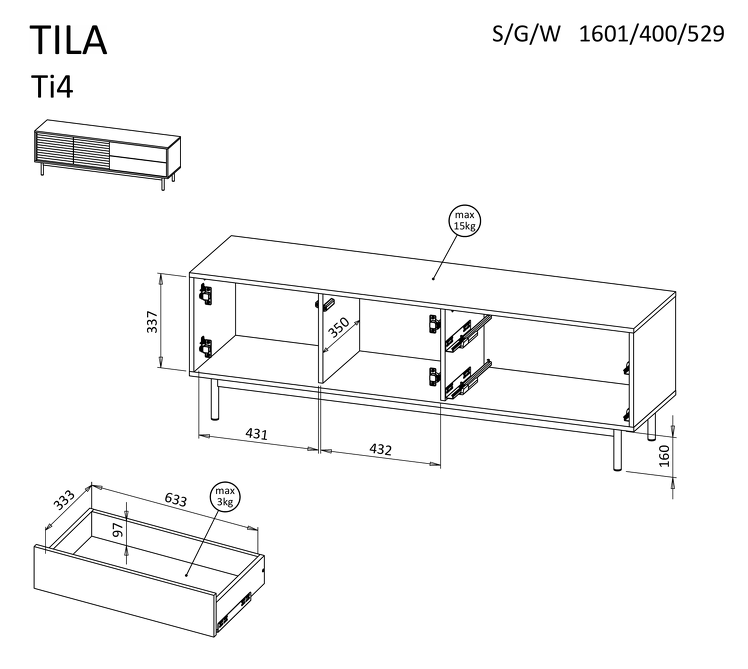 Tila TV Cabinet 160cm