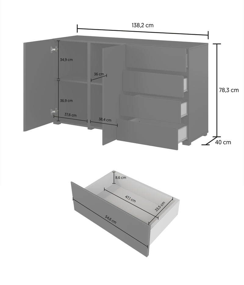 Visby Sideboard Cabinet 138cm
