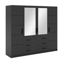 Bali Four Hinged Door Wardrobe with Mirror 240cm (BALI-240)