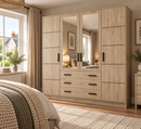 Bali Four Hinged Door Wardrobe with Mirror 240cm (BALI-240)
