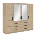 Bali Four Hinged Door Wardrobe with Mirror 240cm (BALI-240)