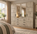 Bali Four Hinged Door Wardrobe with Mirror 240cm (BALI-240)