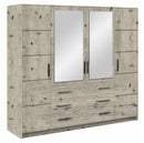 Bali Four Hinged Door Wardrobe with Mirror 240cm (BALI-240)