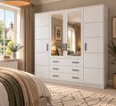 Bali Four Hinged Door Wardrobe with Mirror 240cm (BALI-240)