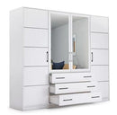 Bali Four Hinged Door Wardrobe with Mirror 240cm (BALI-240)