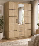 Bali D3 Hinged Door Wardrobe with Mirror 147cm (BALI-D3)