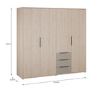 Caldicot 224cm Four-Door Wardrobe with Three Drawers (CMLS941)