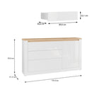 Duraoak 157cm Sideboard with Three Drawers and LED Lighting (DUKK222RB)