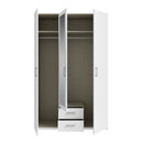 Econobox 2 134cm Three-Door Mirrored Wardrobe with Two Drawers in White (ECBS931)