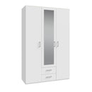 Econobox 2 134cm Three-Door Mirrored Wardrobe with Two Drawers in White (ECBS931)