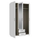 Econobox 2 134cm Three-Door Mirrored Wardrobe with Two Drawers in White (ECBS931)