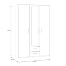 Econobox 2 134cm Three-Door Mirrored Wardrobe with Two Drawers in White (ECBS931)