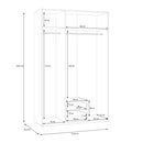 Econobox 2 134cm Three-Door Mirrored Wardrobe with Two Drawers in White (ECBS931)