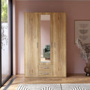 Econobox 2 134cm Three-Door Mirrored Wardrobe with Two Drawers in White (ECBS931)