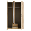 Econobox 2 134cm Three-Door Mirrored Wardrobe with Two Drawers in White (ECBS931)