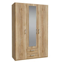 Econobox 2 134cm Three-Door Mirrored Wardrobe with Two Drawers in White (ECBS931)