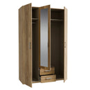 Econobox 2 134cm Three-Door Mirrored Wardrobe with Two Drawers in White (ECBS931)