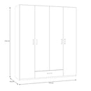 Econobox 2 178cm Four-Door Wardrobe with Drawer in White (ECBS941)