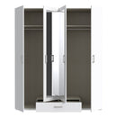 Econobox 2 178cm Four-Door Mirrored Wardrobe with Drawer (ECBS944)