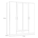 Econobox 2 178cm Four-Door Mirrored Wardrobe with Drawer (ECBS944)