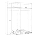 Econobox 2 178cm Four-Door Mirrored Wardrobe with Drawer (ECBS944)