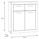 Baccio 84cm 2 Door 2 Drawer Sideboard (BCCK221)