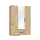 Cadix 151 cm mirrored three-door wardrobe with drawers
