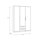 Cadix 151 cm mirrored three-door wardrobe with drawers