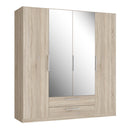 Cadix 201 cm mirrored four-door wardrobe with drawers