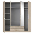 Cadix 201 cm mirrored four-door wardrobe with drawers