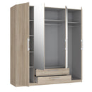 Cadix 201 cm mirrored four-door wardrobe with drawers
