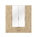 Cadix 201 cm mirrored four-door wardrobe with drawers