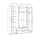 Cadix 201 cm mirrored four-door wardrobe with drawers